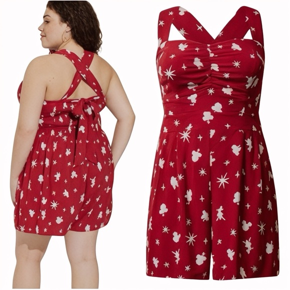 torrid Pants - Torrid Disney Americana Mickey Friends Stretch Challis Button Front Romper Sz 3